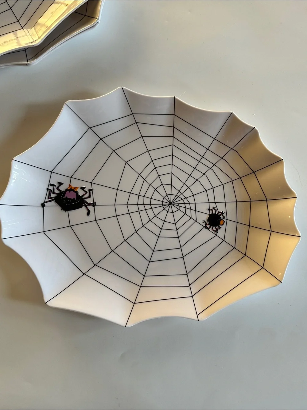 Target Halloween 2008 White Malamine Spiderweb Plates-Set of 4